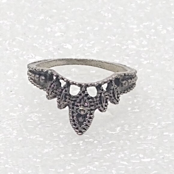 Crown Tiara Ring Size 5 Jewelry Boho Statement Piece Sterling Silver (unstamped) - Picture 3 of 6